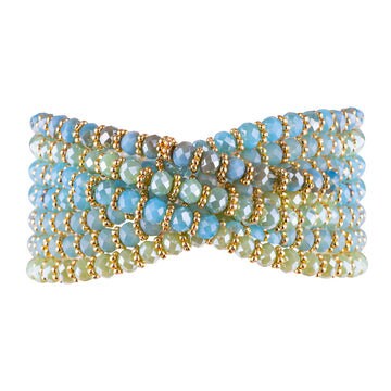 Multi Row Crystal Beaded Stacking Bracelet ( Various Colours)-Pink Waters 