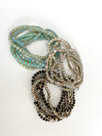 Multi Row Crystal Beaded Stacking Bracelet ( Various Colours)-Pink Waters 