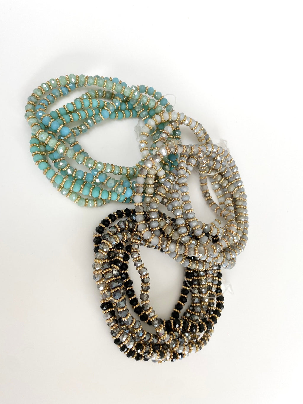 Multi Row Crystal Beaded Bracelet ( Various Colours)-Pink Waters 