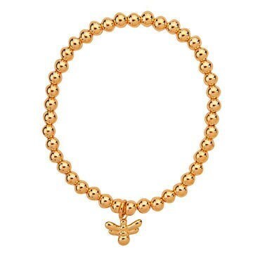 Bee Pendant Beaded Stacking Bracelet ( Various Stack Options)- Gold/Silver/Rose Gold-Pink Waters 