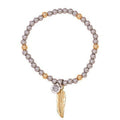 Crystal Leaf Beaded Bracelet ( Various Stack Options)- Gold/Silver/Rose Gold-Pink Waters 