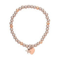 Crystal Heart Beaded Stacking Bracelet ( Various Stack Options)- Gold/Silver/Rose Gold-Pink Waters 