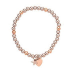 Crystal Heart Beaded Stacking Bracelet ( Various Stack Options)- Gold/Silver/Rose Gold-Pink Waters 