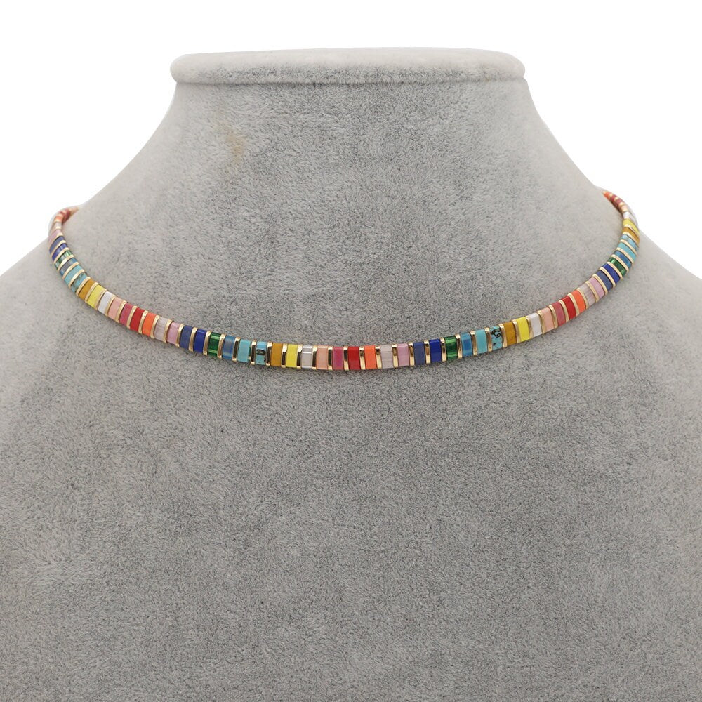 Tile Beaded Japanese Stone Bracelet - VARIOUS COLOURS - Pink Waters 