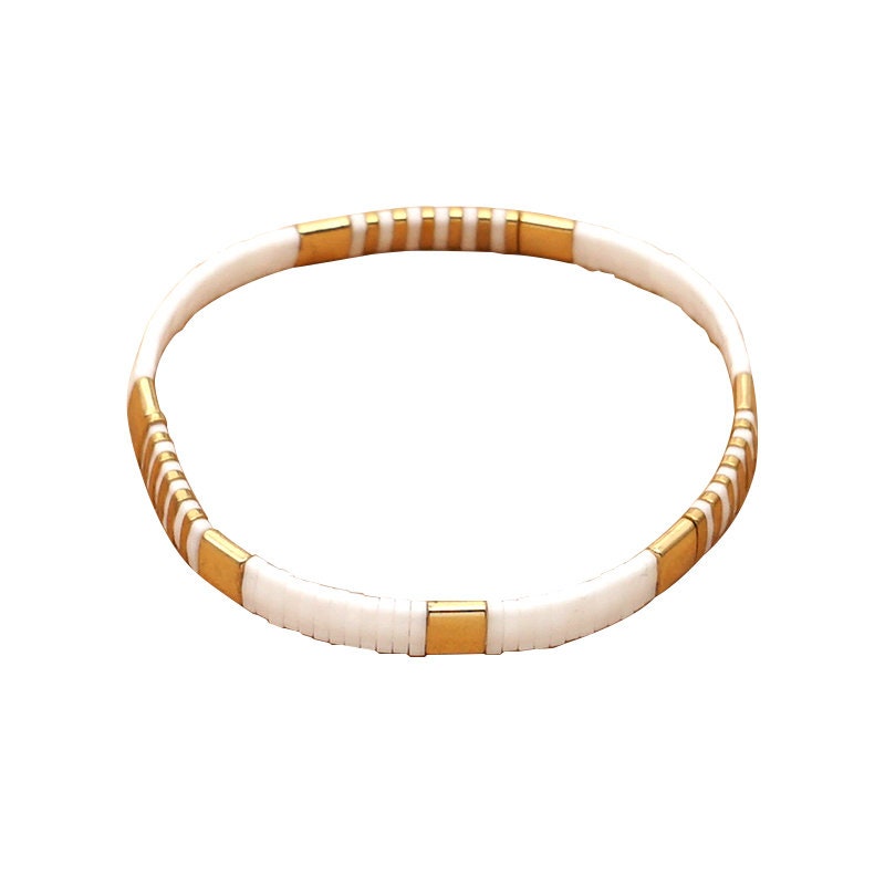 Tile Beaded Japanese Stone Bracelet - VARIOUS COLOURS - Pink Waters 