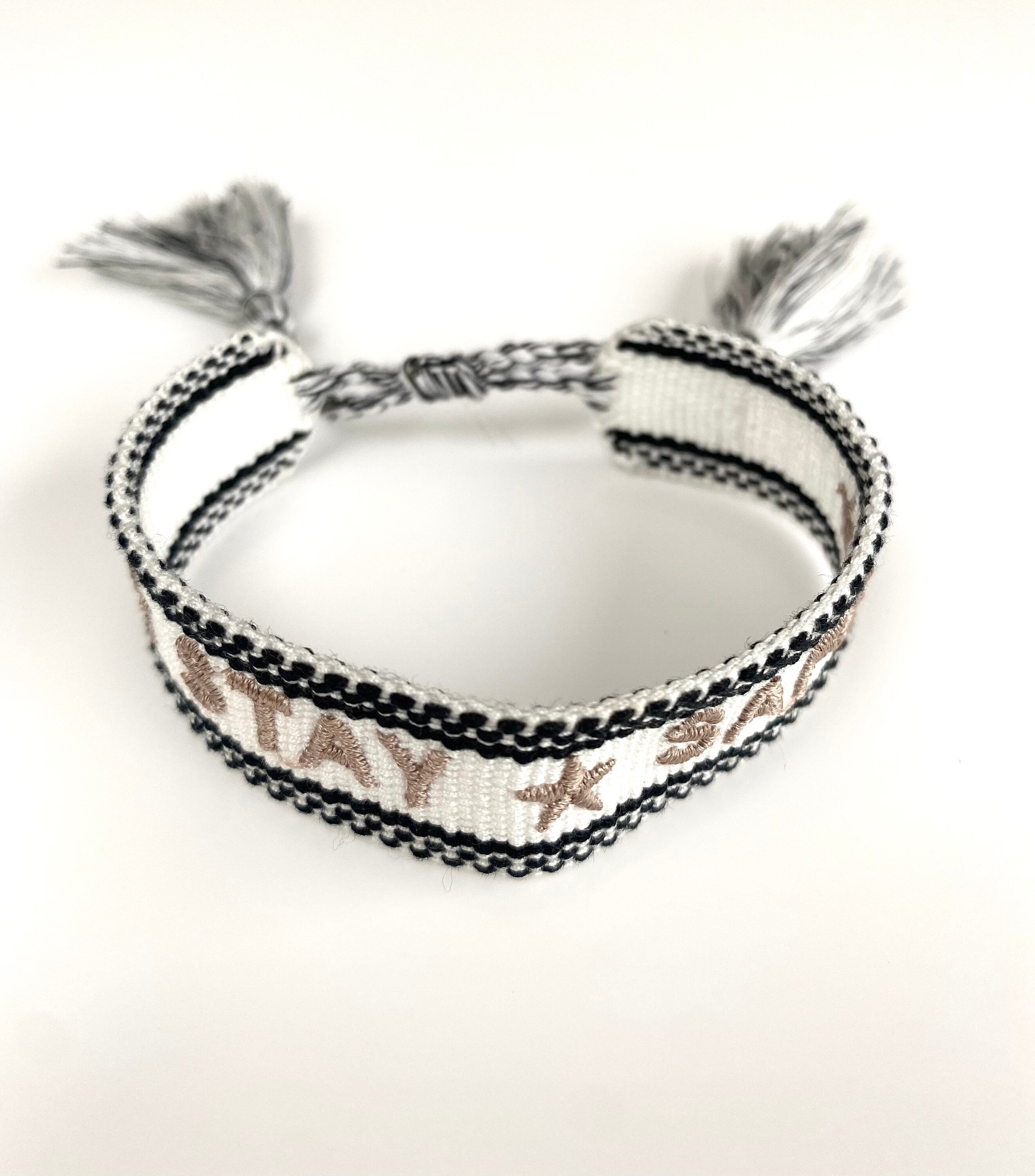 Canvas Friendship Bracelet - Bridesmaid/Good Vibes Only/Stay Safe-Pink Waters 
