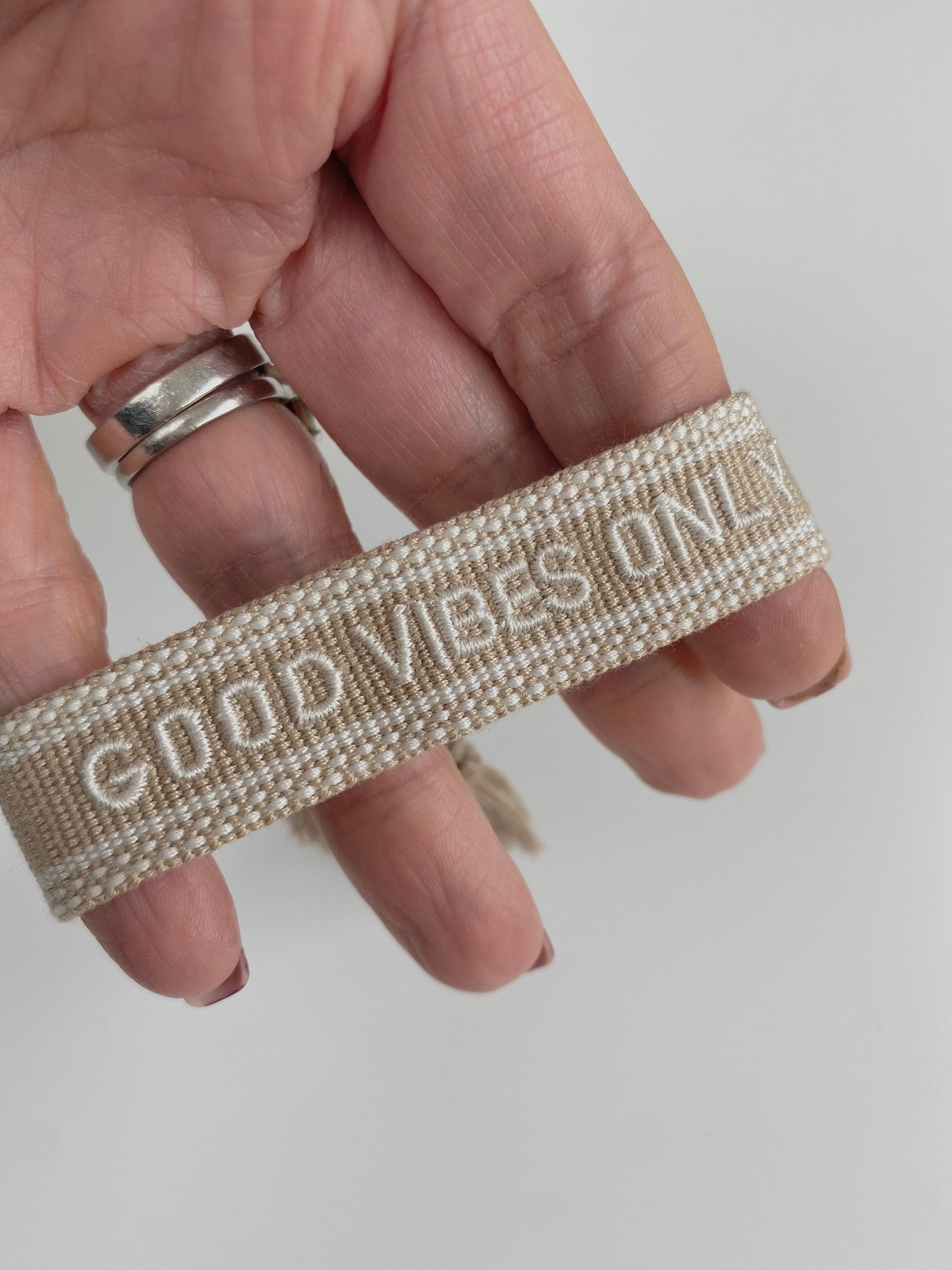 Canvas Friendship Bracelet - Bridesmaid/Good Vibes Only/Stay Safe-Pink Waters 