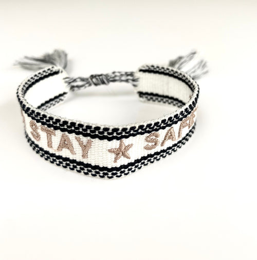 Canvas Friendship Bracelet - Bridesmaid/Good Vibes Only/Stay Safe-Pink Waters 