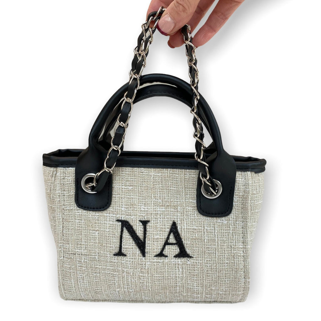 Mini Children's BYBLOS Canvas Personalised Tote Bag - Natural/Black-Pink Waters 
