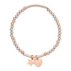Heart & Star Beaded Stacking Bracelet ( Various Stack Options)- Silver/Rose Gold-Pink Waters 