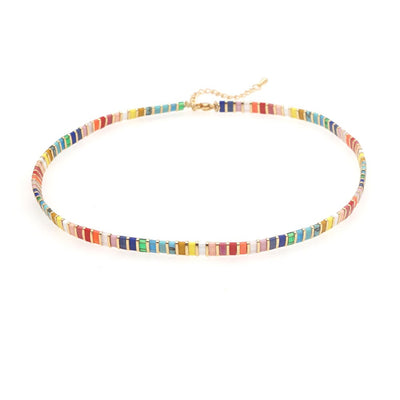 Tile Beaded Japanese Stone Bracelet - VARIOUS COLOURS - Pink Waters 