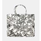 Black Tiger print canvas tote-Pink Waters 