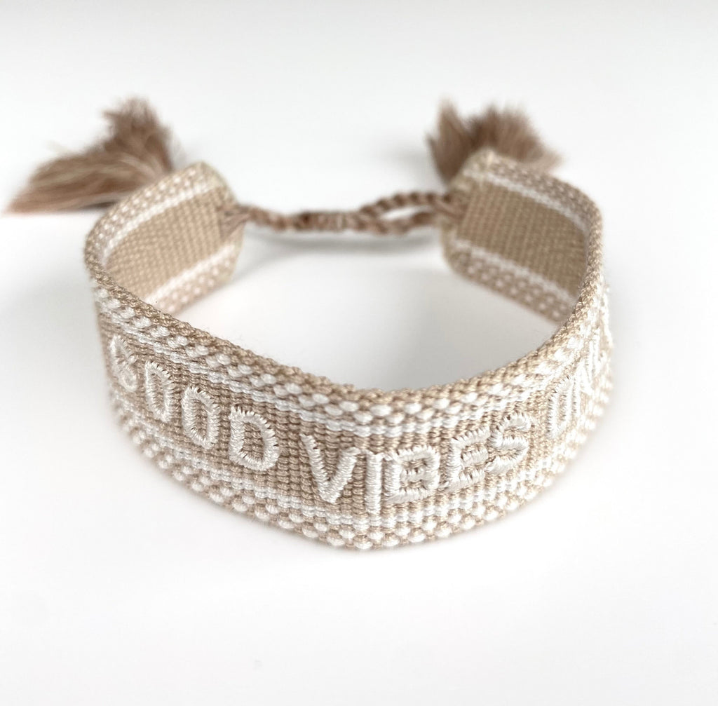 Canvas Friendship Bracelet - Bridesmaid/Good Vibes Only/Stay Safe-Pink Waters 