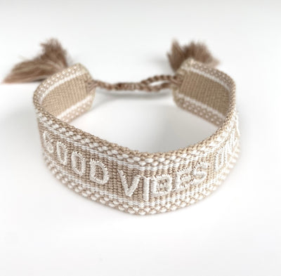 Canvas Friendship Bracelet - Bridesmaid/Good Vibes Only/Stay Safe - Pink Waters 