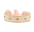 Canvas Studded Friendship Bracelet - Pink/Gold-Pink Waters 