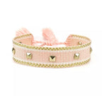 Canvas Studded Friendship Bracelet - Pink/Gold-Pink Waters 