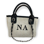 Mini Children's BYBLOS Canvas Personalised Tote Bag - Natural/Black-Pink Waters 