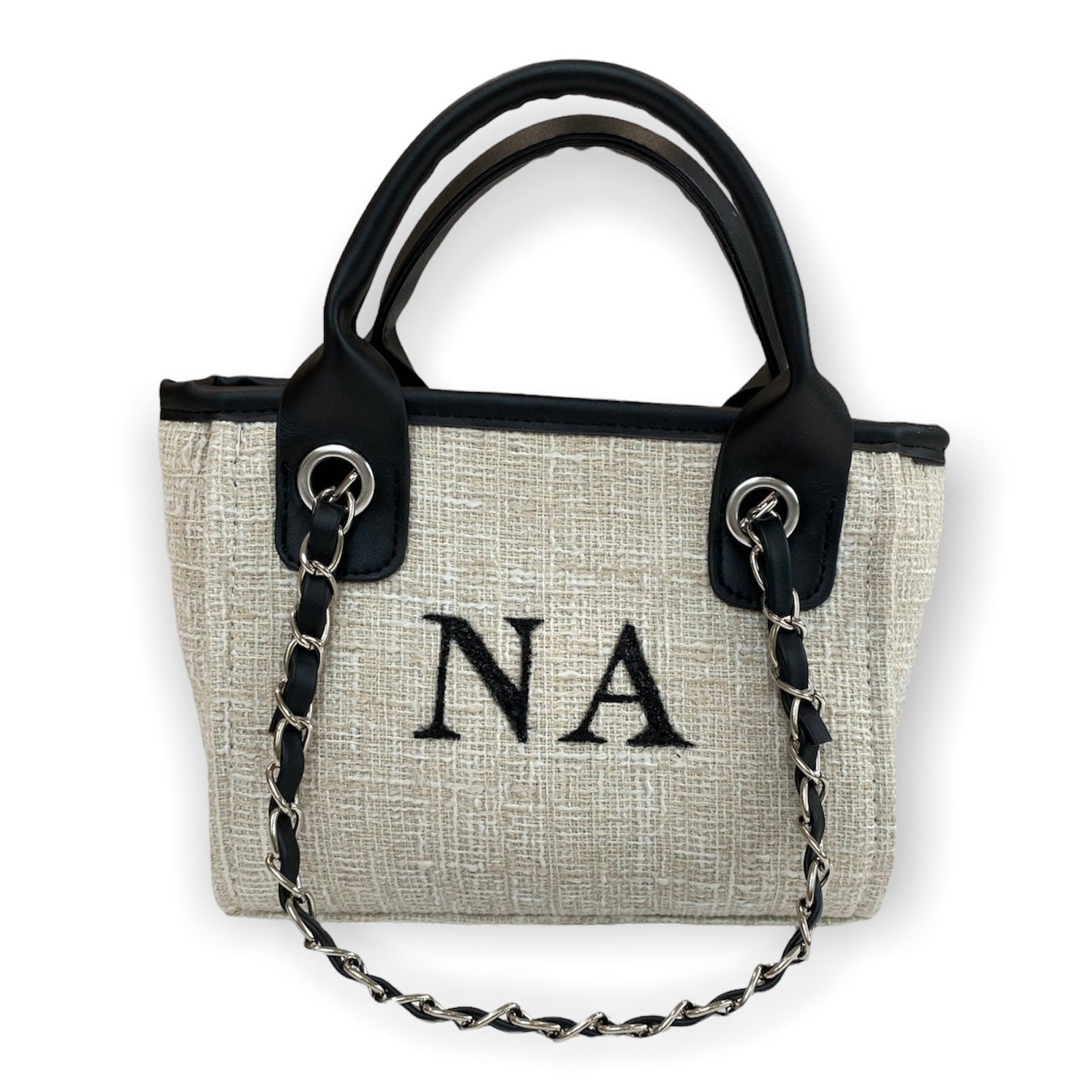 Mini Children's BYBLOS Canvas Personalised Tote Bag - Natural/Black-Pink Waters 