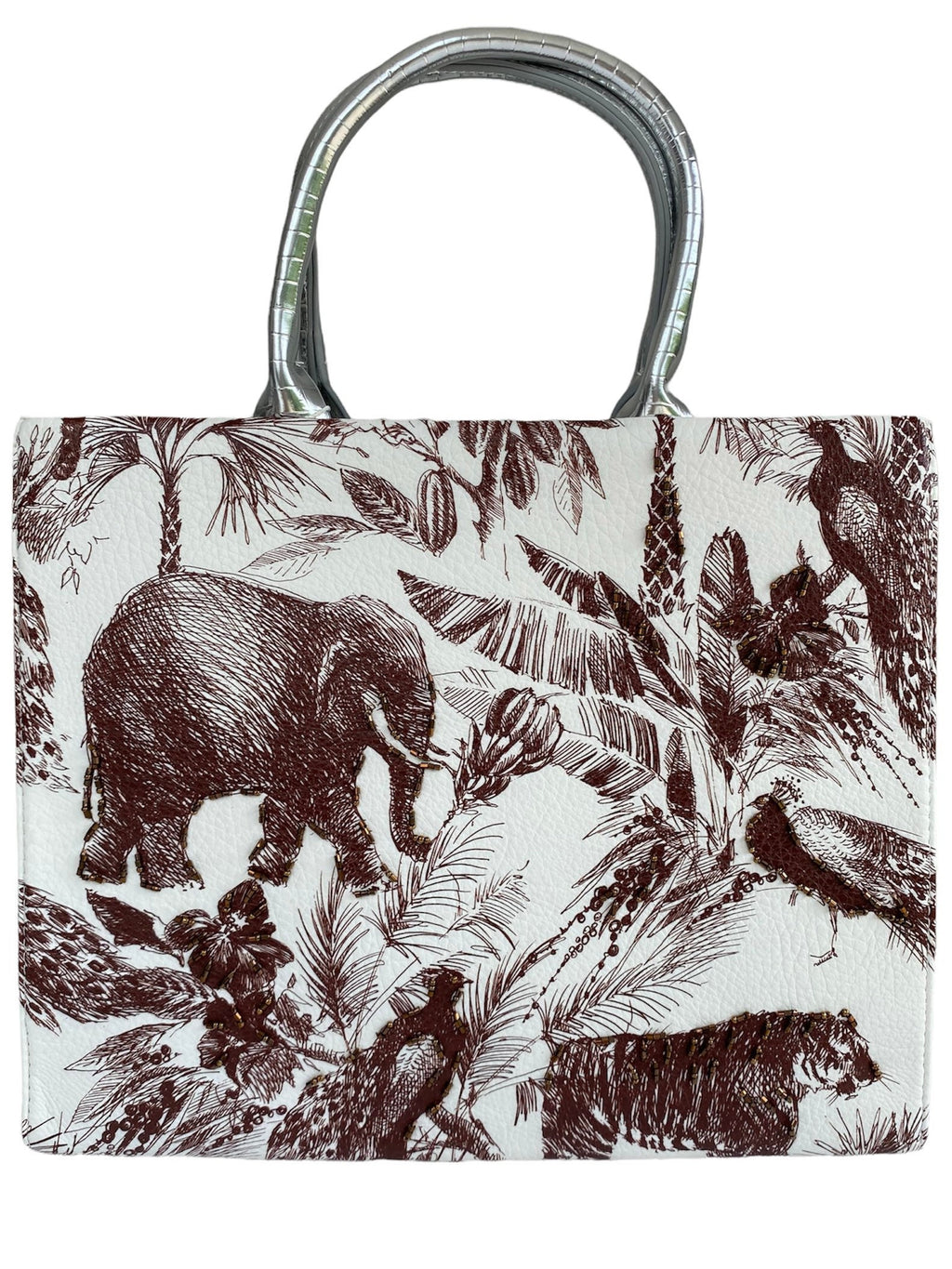 Elephant print canvas tote bag. 2 Colours. Brown or Black-Pink Waters 
