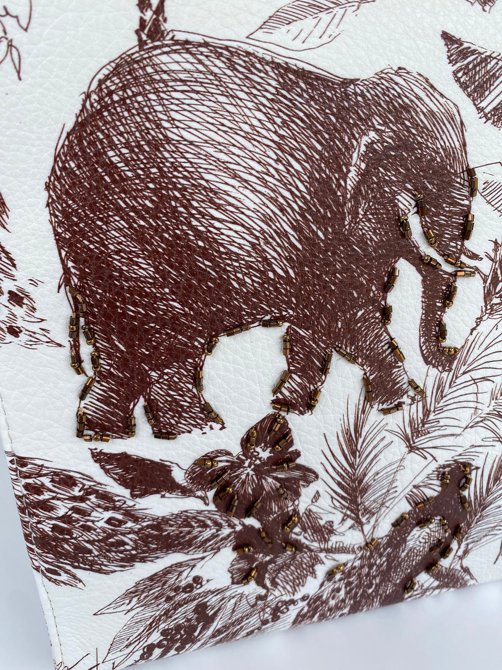 Elephant print canvas tote bag. 2 Colours. Brown or Black-Pink Waters 