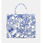 Blue Tiger print canvas tote bag-Pink Waters 