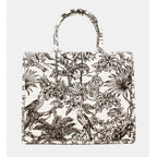 Coffee Tiger print canvas tote bag-Pink Waters 