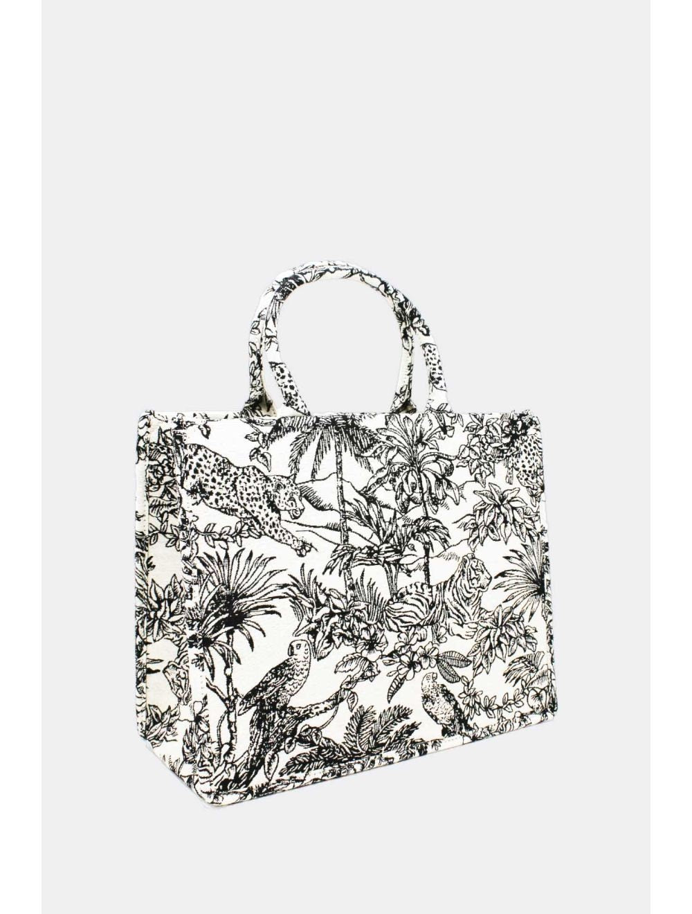 Black Tiger print canvas tote-Pink Waters 