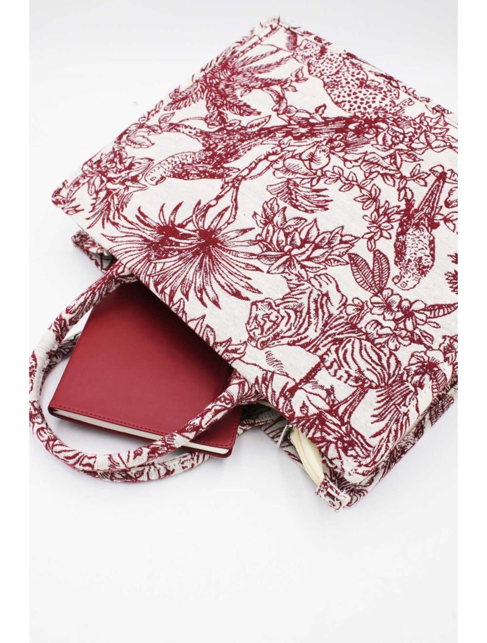 Red Tiger print canvas tote-Pink Waters 