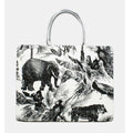 Elephant print canvas tote bag. 2 Colours. Brown or Black-Pink Waters 