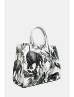 Elephant print canvas tote bag. 2 Colours. Brown or Black-Pink Waters 