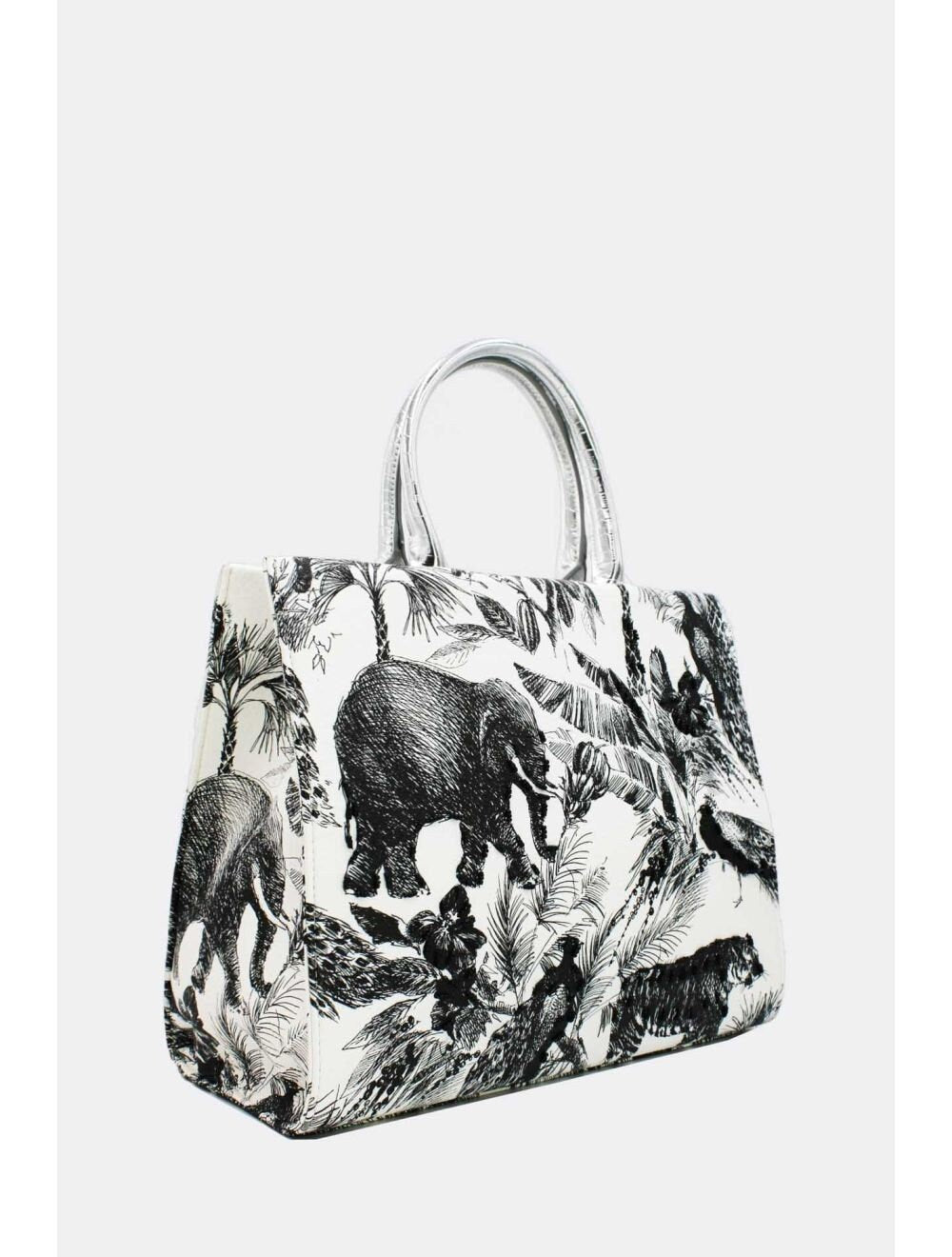 Elephant print canvas tote bag. 2 Colours. Brown or Black-Pink Waters 