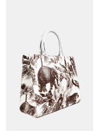 Elephant print canvas tote bag. 2 Colours. Brown or Black-Pink Waters 