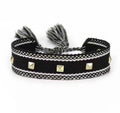 Canvas Studded Friendship Bracelet - Black-Pink Waters 