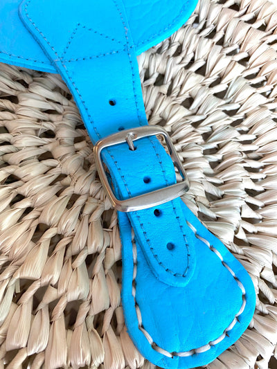 Crossbody Straw Bag - Blue - Pink Waters 