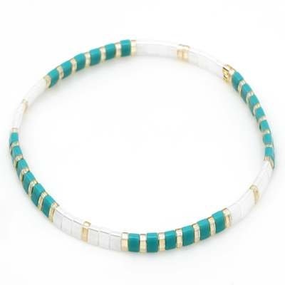Tile Beaded Japanese Stone Bracelet - Pink Waters 