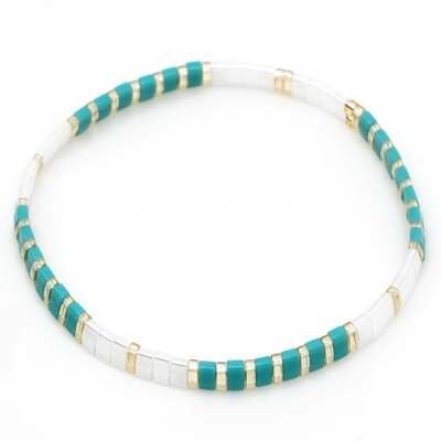 Tile Beaded Japanese Stone Bracelet - Pink Waters 