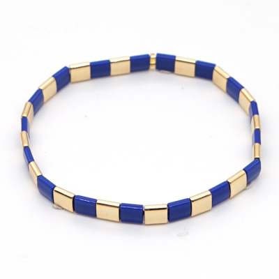 Tile Beaded Japanese Stone Bracelet - Pink Waters 