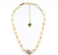ZOE Luv & Bart Gold Plated Paperclip Necklace-Pink Waters 