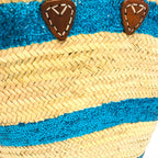 Stripe Sequin Straw Basket - Turquoise-Pink Waters 