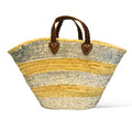 Stripe Sequin Straw Basket - Silver-Pink Waters 