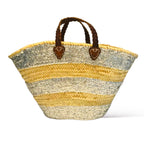 Stripe Sequin Straw Basket - Silver-Pink Waters 