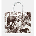 Elephant print canvas tote bag. 2 Colours. Brown or Black-Pink Waters 