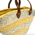 Stripe Sequin Straw Basket - Silver-Pink Waters 