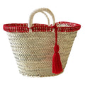 TULUM Wool Trim Straw Basket-Pink Waters 